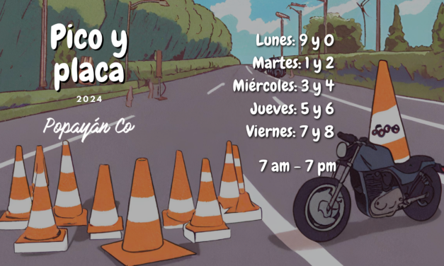 Pico y placa para el primer semestre del 2024 en Popayán