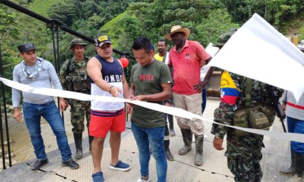 Disidencias de las Farc inauguraron un puente y entregaron maquinaria en Cauca