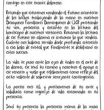La carta que Andrés Jaramillo, dueño de Andrés Carne de Res, le escribió a la bailarina Laura Villamil