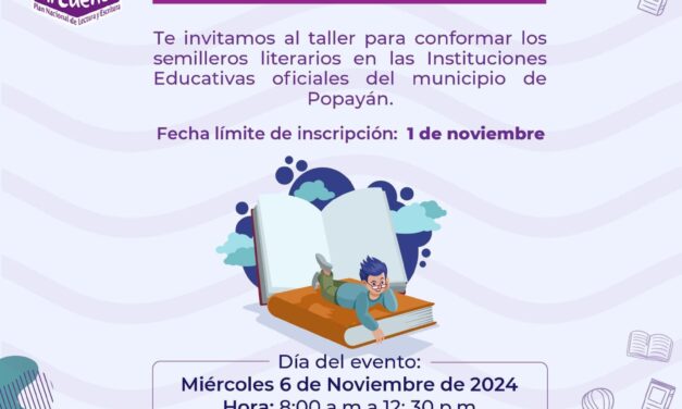 Invitación: Taller de lectura y escritura para estudiantes de Popayán