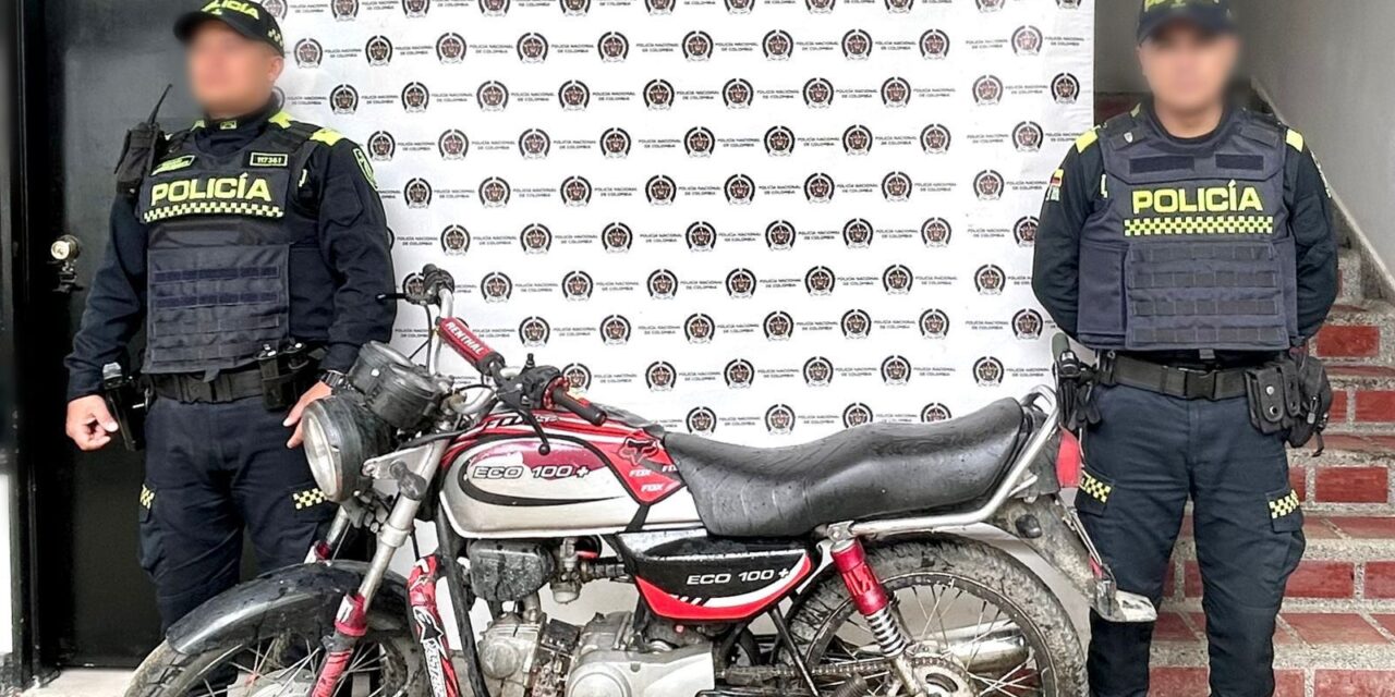 La Policía Nacional recuperó una motocicleta en Timbío Cauca