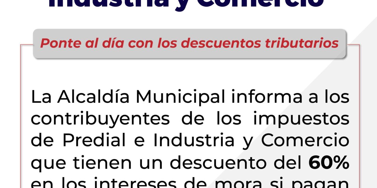 Descuento en intereses de mora hasta diciembre en impuesto predial