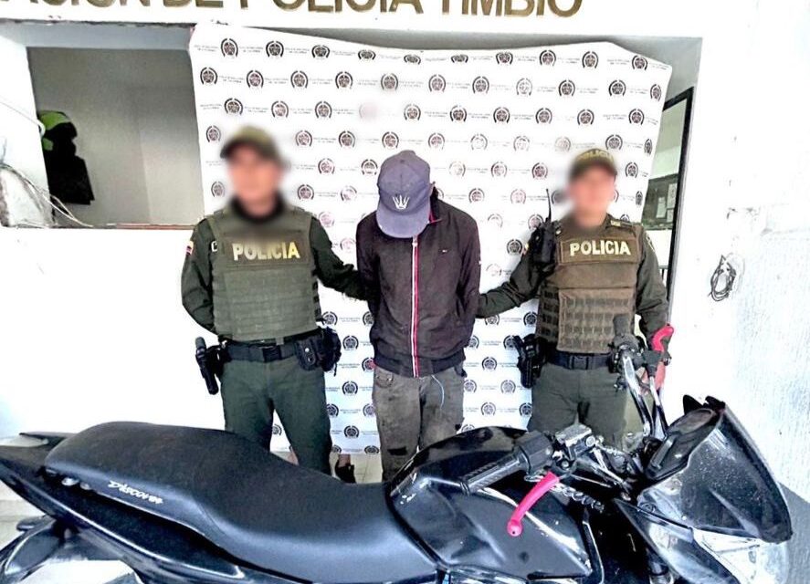 Capturado en Timbío por conducir una motocicleta con la placa falsa y con reporte de hurto