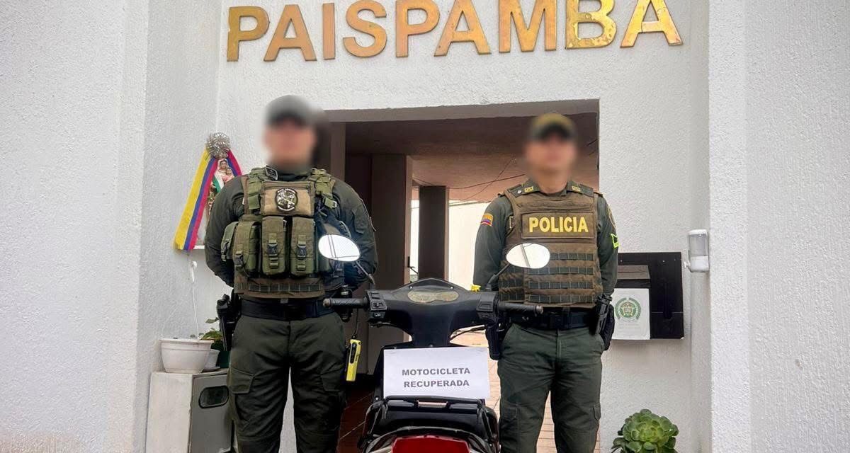 Recuperada motocicleta con denuncia por hurto durante operativos en Paispamba
