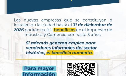 Popayán ofrece incentivos en el Impuesto de Industria y Comercio a nuevas empresas hasta 2026