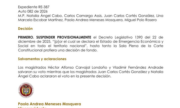 Corte Constitucional suspende decreto de emergencia económica
