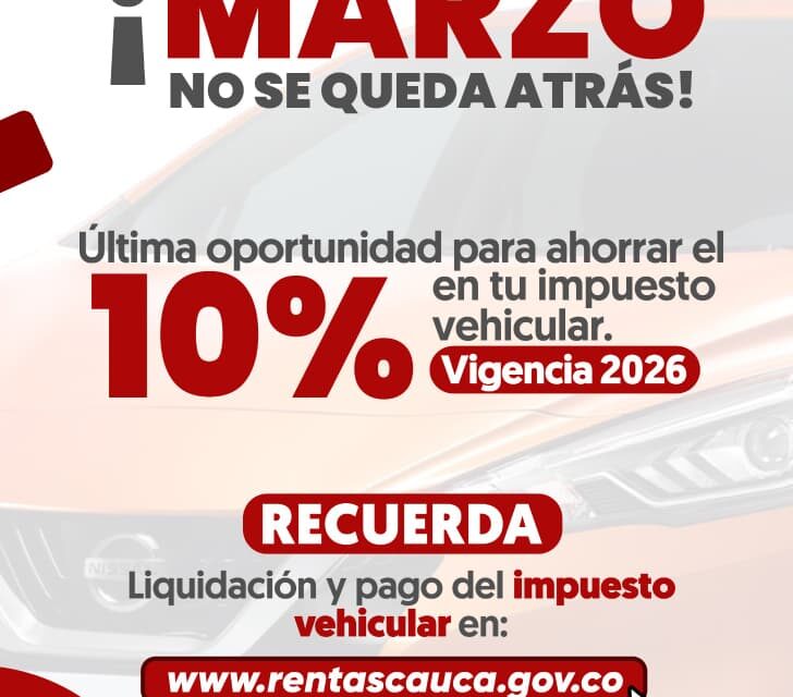 Descuento del 10% en el Impuesto Vehicular 2026