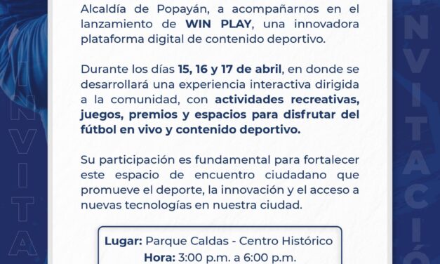 WIN PLAY en Popayán: lanzamiento de plataforma deportiva en el Parque Caldas