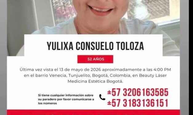 Yulixa Tolosa desaparece tras cirugía estética ilegal en Bogotá