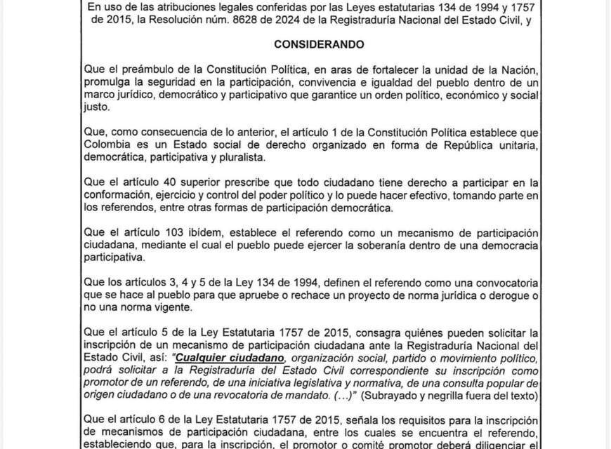 Registraduría avala referendo para defender la Constitución de 1991