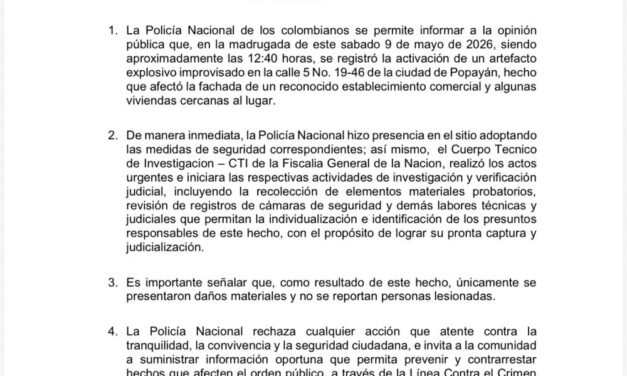 Policía retira comunicado sobre explosión en La Esmeralda