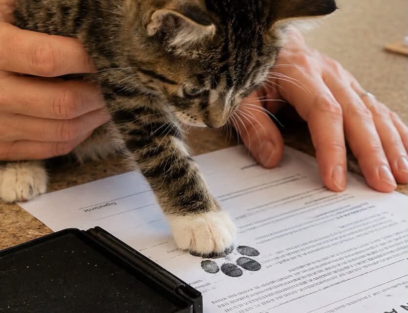 Gatos en Japón firman documentos de adopción con huella de pata