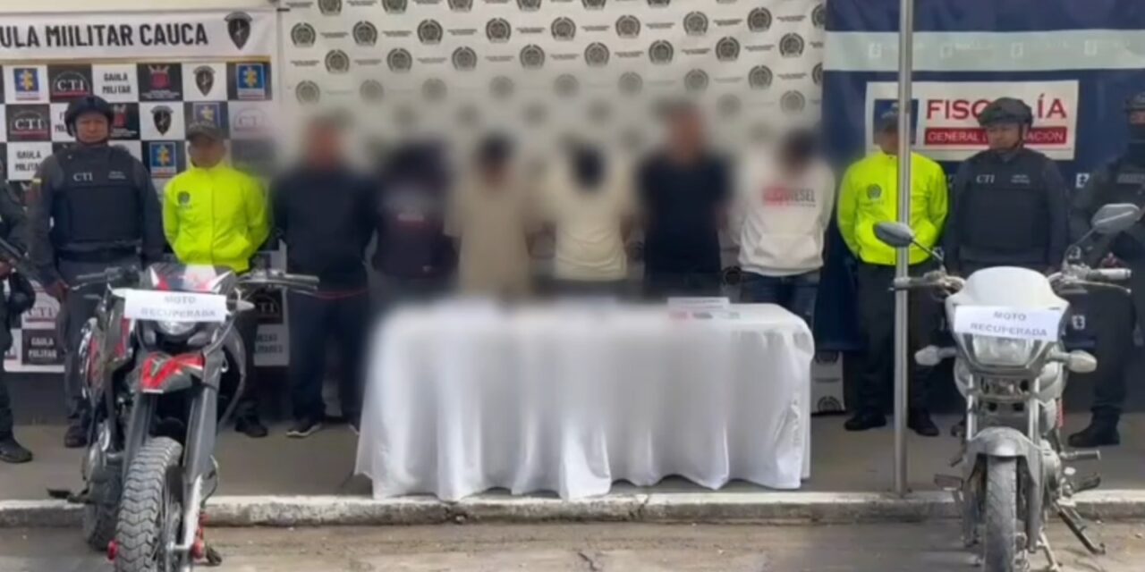 Hurto de motocicletas en Popayán: seis capturas